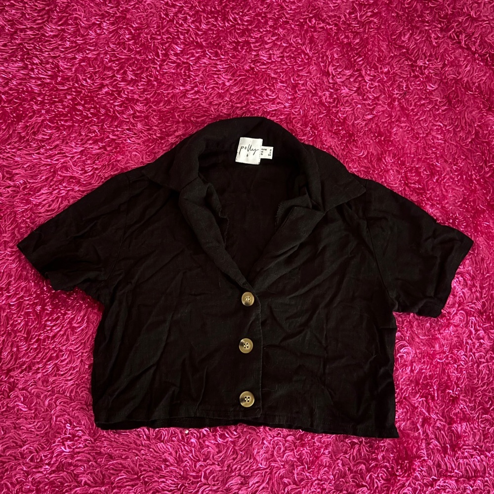 OH POLLY CROPPED BUTTON UP SHIRT ⭐️